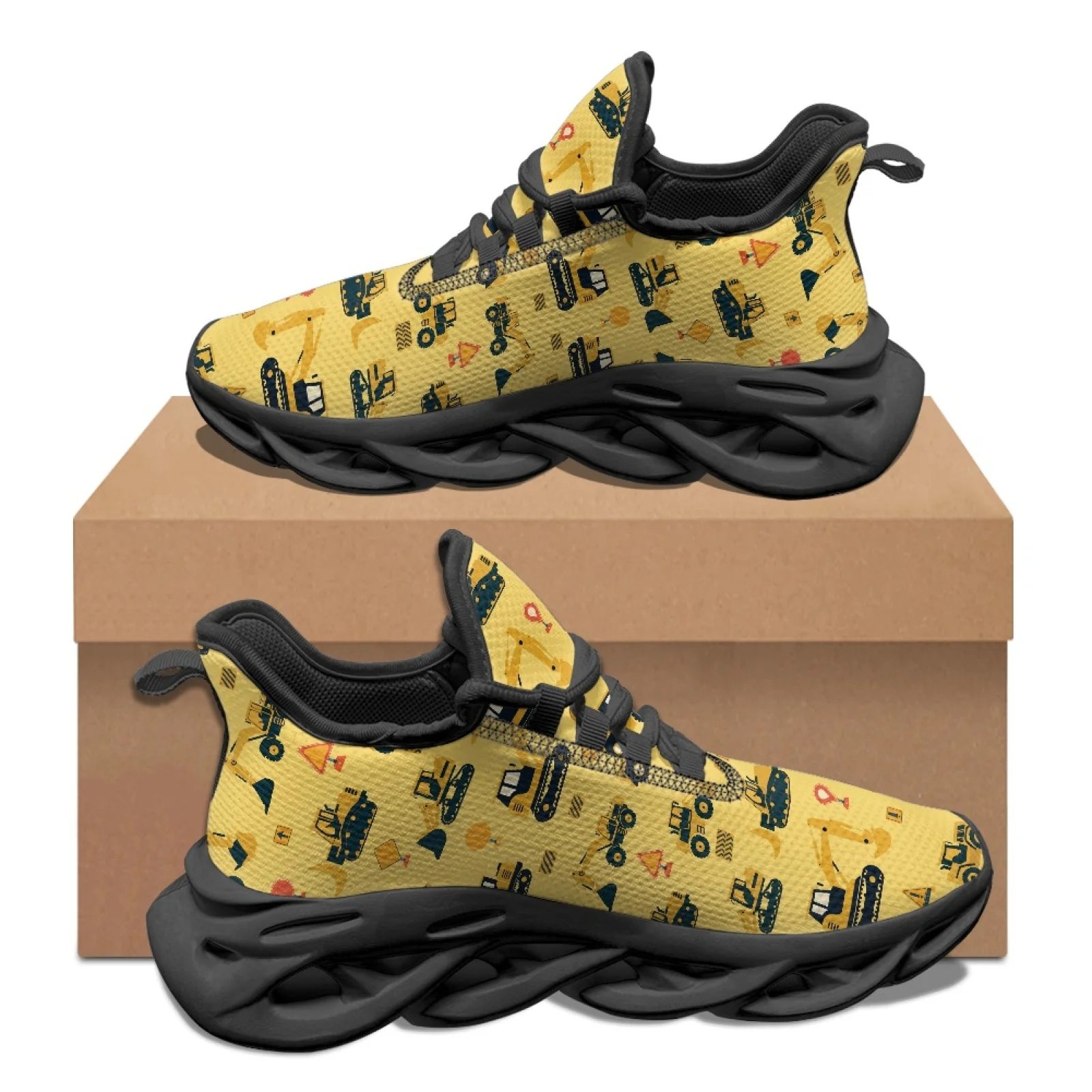 PENSTROLL Vehicle Print Comfortable Running Shoes for Walking Mesh & EVA Men's Running Shoes Athletic Trainer