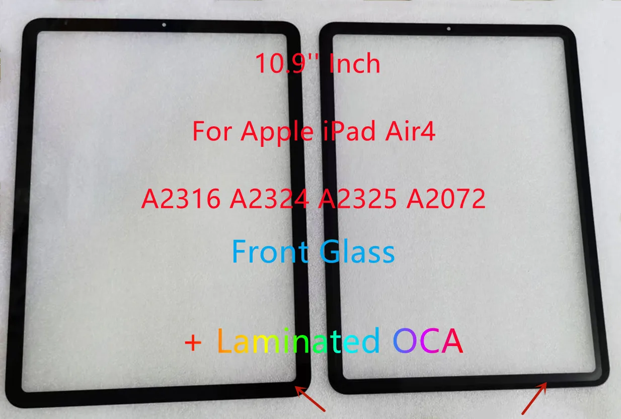 New 10.9'' Inch For Apple iPad Air4 A2316 A2324 A2325 A2072 Air5 A2588 A2589 A2591 Touch Glass Front Glass Panel + Laminated OCA
