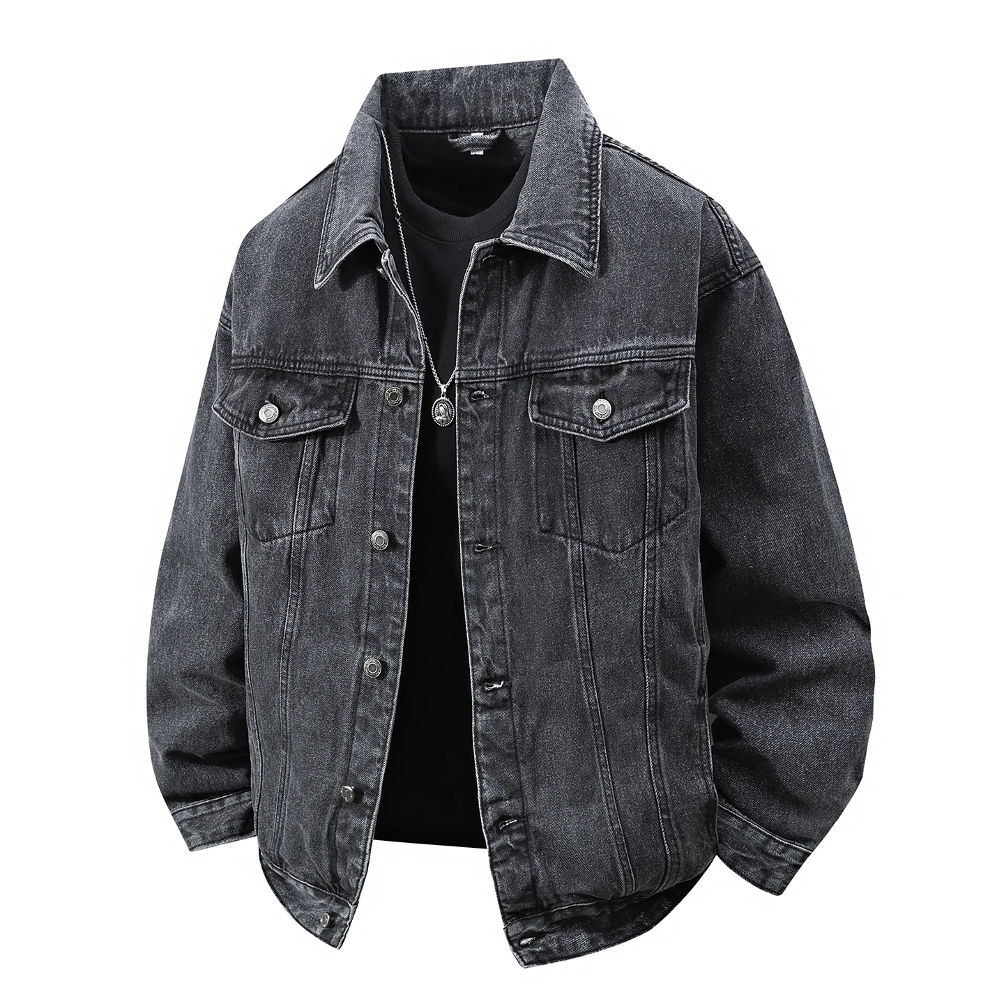2026 Spring Men's Fashion Trend Casual Jackets Men Fashion Casual Jacket Washed Denim Top Autumn Loose Large Size Denim Jacke