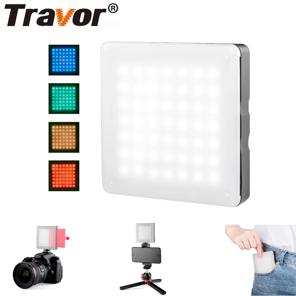 Travor LED Video Light Dimmable 6500K Camera Light with 4 Color Temperature Film Panel Light for Photography Photo Fill Lighting