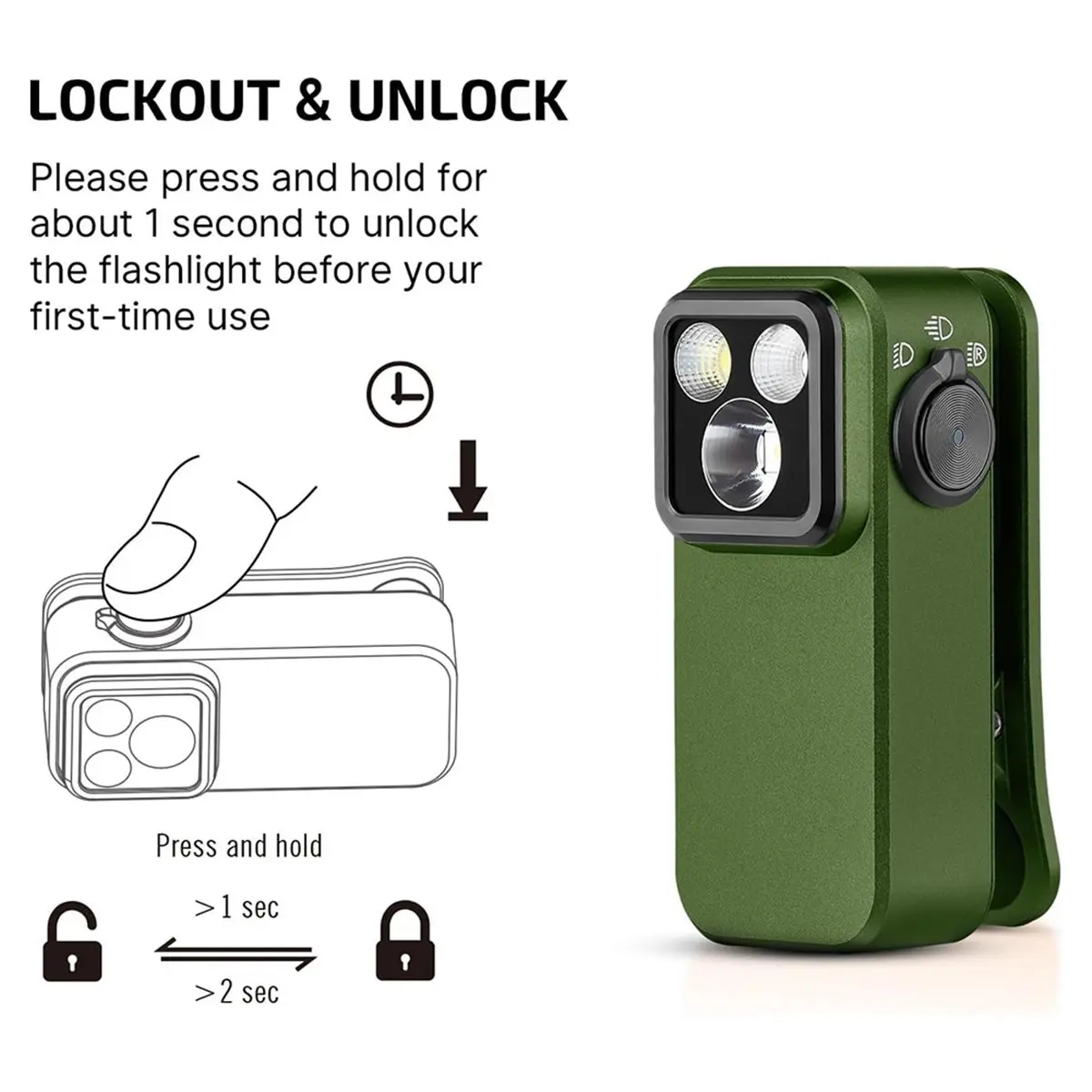 newA10R 3 Light Sources Flashlight Clip-on Light Rechargeable 500 Lumens Magnetic Flash Lights for Signaling Cycling Outdoor Use
