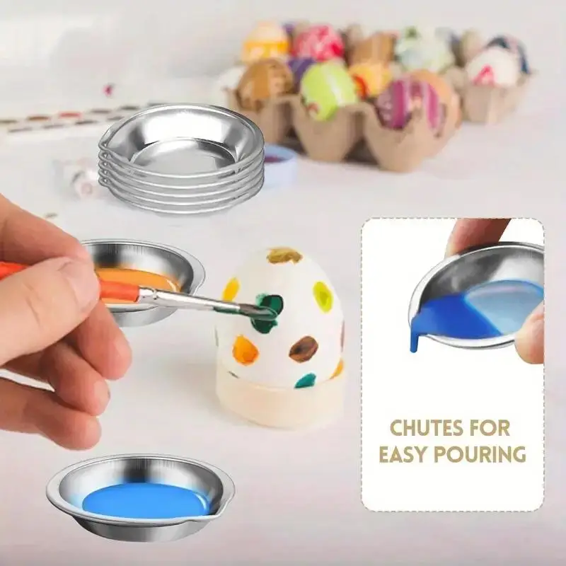 

2025 New 12Pcs Makeup Palette Stainless Steel Small Round Paint Tray Artist Watercolours Mixing for