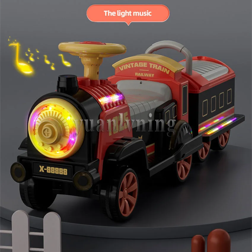 Upgraded Children's Electric Car Four Wheel Baby Toy Train Can Sit Two Kids To Ride Drive Riding Car For Boy Girl Christmas Gift