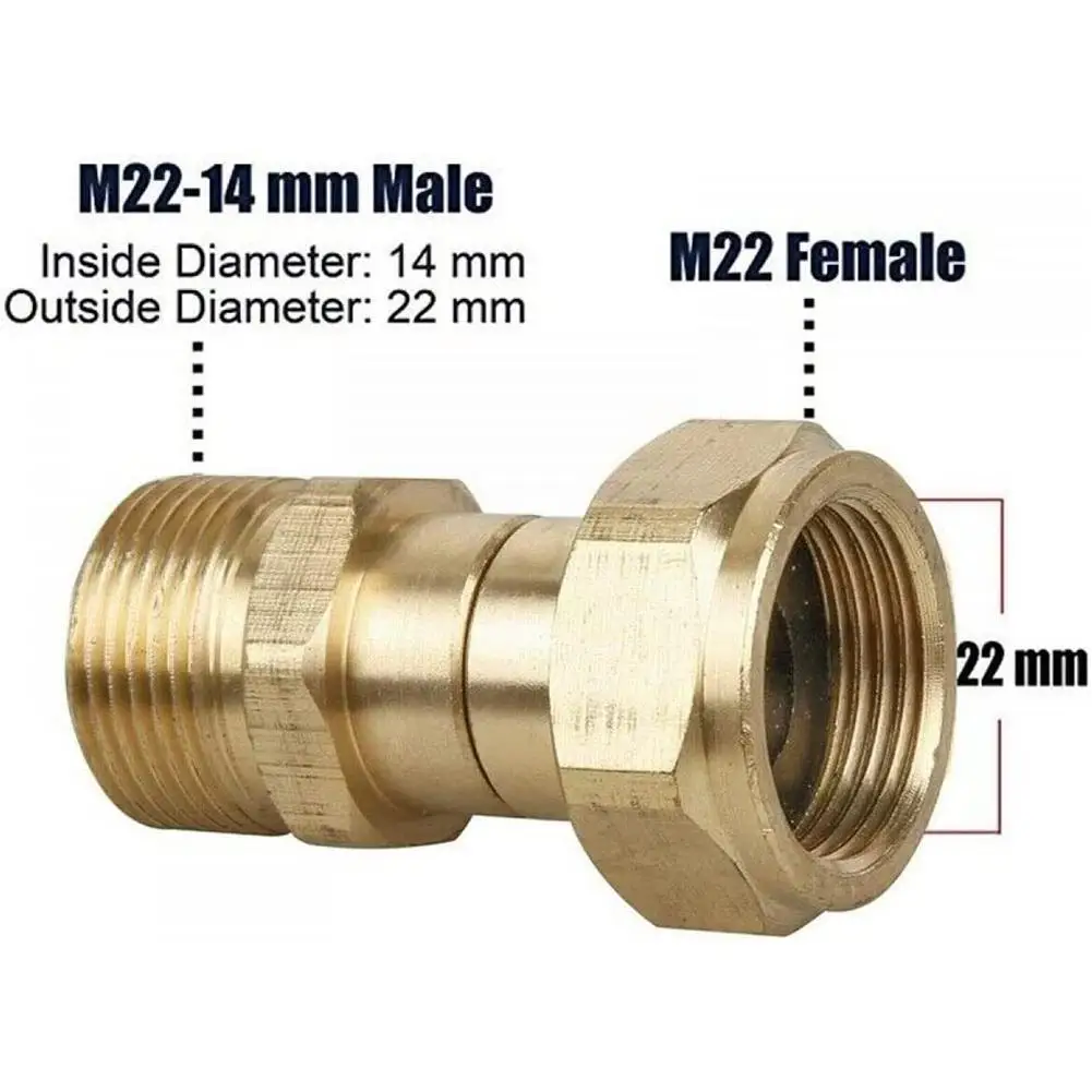 Brass High Pressure Washer Swivel Joint Connector Hose Sprayer Connector Thread 360 M22 Rotation Degree 14mm Hose Fitting I5O9