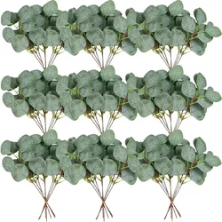100 Pcs Artificial Eucalyptus Stems Fake Greenery Leaves Stems Faux Eucalyptus Plant for Floral Arrangement Green Leaves Decor