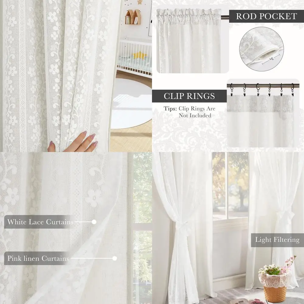 

Элегантные льняные белые шторы в стиле фермерского дома, 84 дюйма, с двойным слоем, 52x84 дюйма, для гостиной и детской комнаты девочки