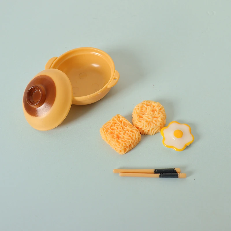 1/12 Dollhouse Simulation Mini Instant Noodles Egg Chopsticks Casserole Kit Dollhouse Miniature Kitchen Food Decoration