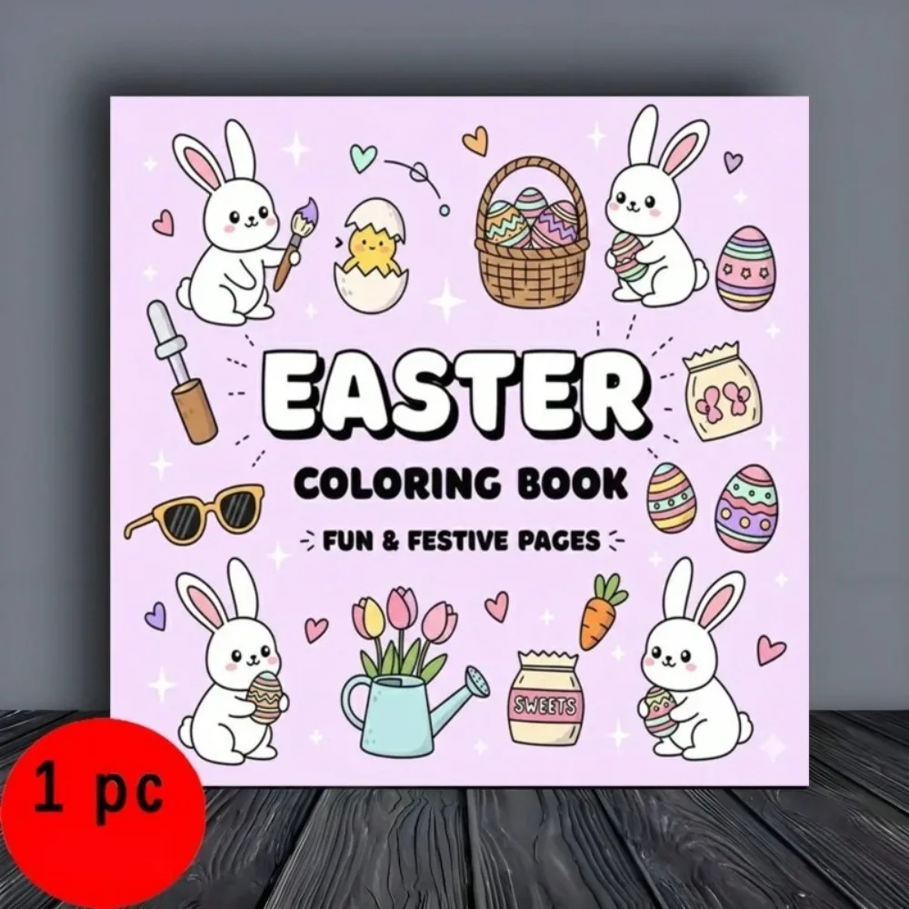 Easter Coloring Book Fun Festive Pages Cute Bunny Egg Hunting Illustrations for Adults Stress Relief Gift