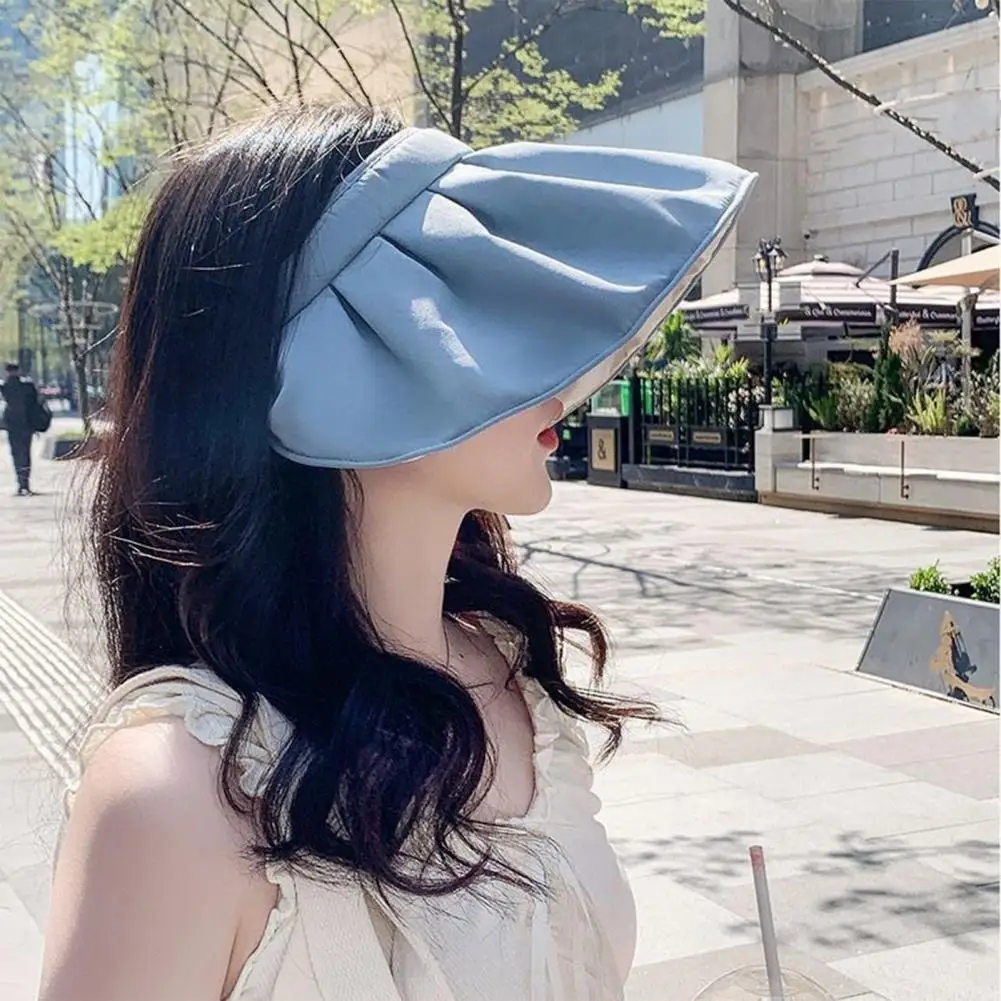 Shell Shaped Brim Hat Rollable Sun Hat Wide Brim Sun Hat for Women Upf50 Foldable Ponytail Sports Cap Lightweight Rollable