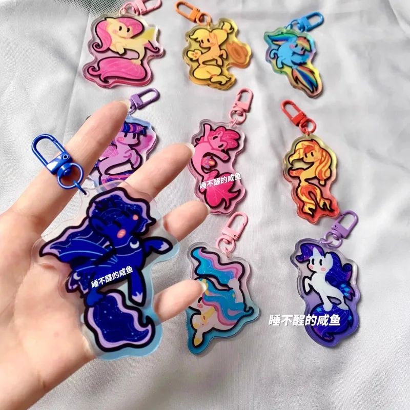 Pony Bao Li Animation Haima Biqi Soft Purple Joy Rare Jia Er Yunbao Acrylic Hand Key Chain Bag Pendant Model Gift Toys