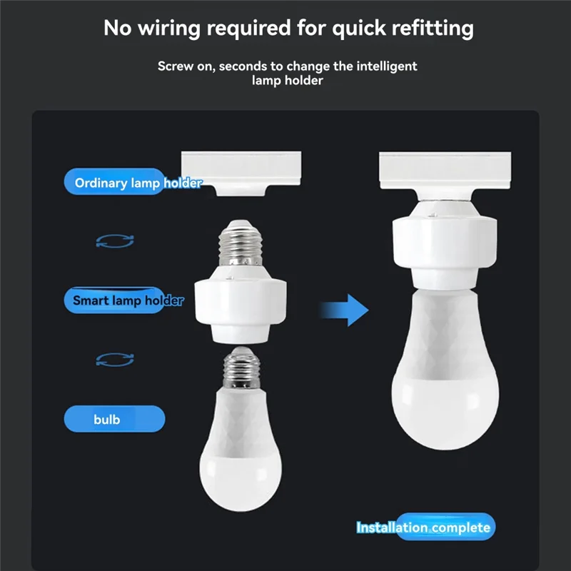 【플래시 딜!】Wifi Smart E26 E27 배선이 필요 없는 램프 홀더 앱 원격 제어 타이머 지원 Alexa/Google 홈 및 기타 음성 제어