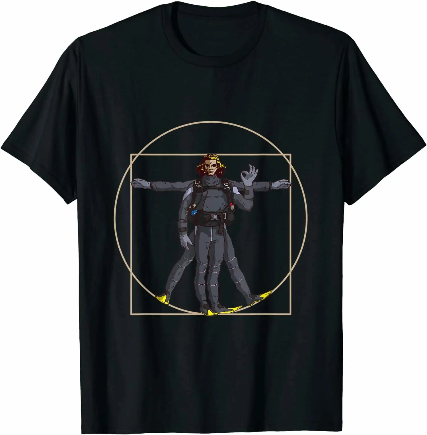 Scuba Divings Vitruvian Man Scuba Diver, Divings Lover Gift T-shirt Premium Cotton Short Sleeve O-Neck Mens T Shirt New S-3XL