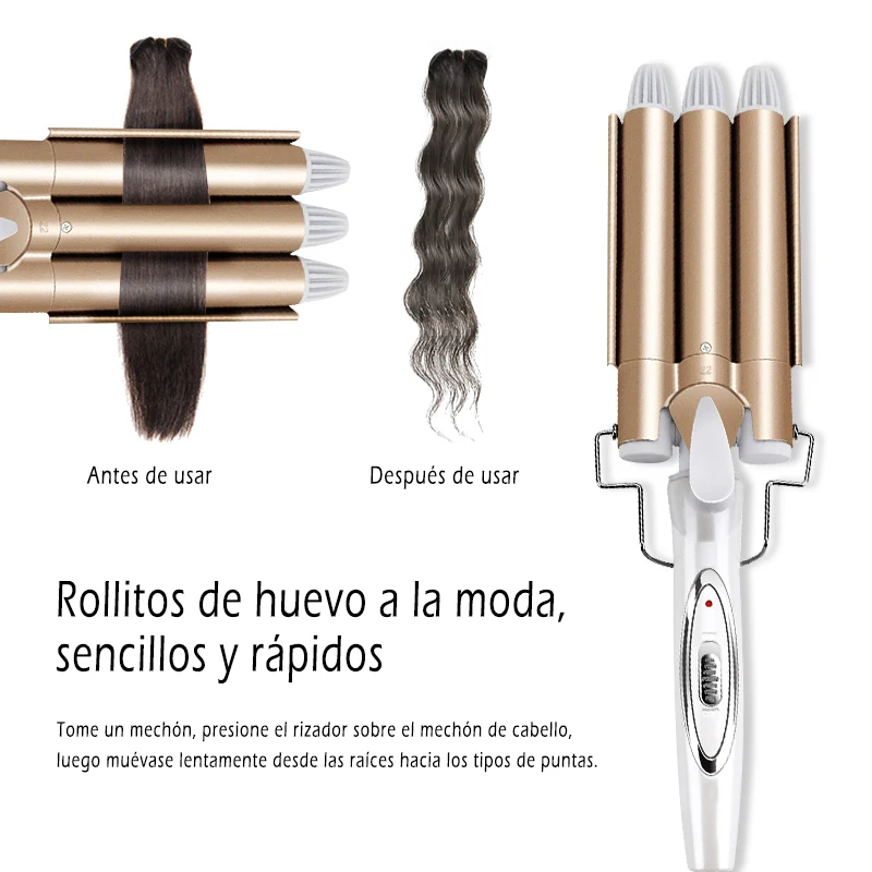 Herramientas profesionales para el cabello, rizador de pelo de Triple barril de cerámica, herramientas de estilismo, rizadores de pelo, rizador eléctrico