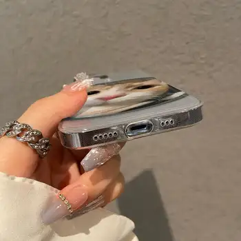 可愛大臉貓咪圖案手機殼,全包防震,適用於iPhone 16 Pro Max、15 Pro、14 Plus、13、12、11等機型。 10 最佳銷售 漂亮的iPhone手機殼 - №5