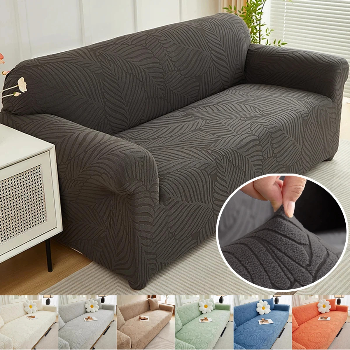 

1 Piece Thick Jacquard Sofa Seat Cover Elastic Sofa Protector Couch Cover Anti-dust Removable Sofas Cushion Cover 1/2/3/4 Seater