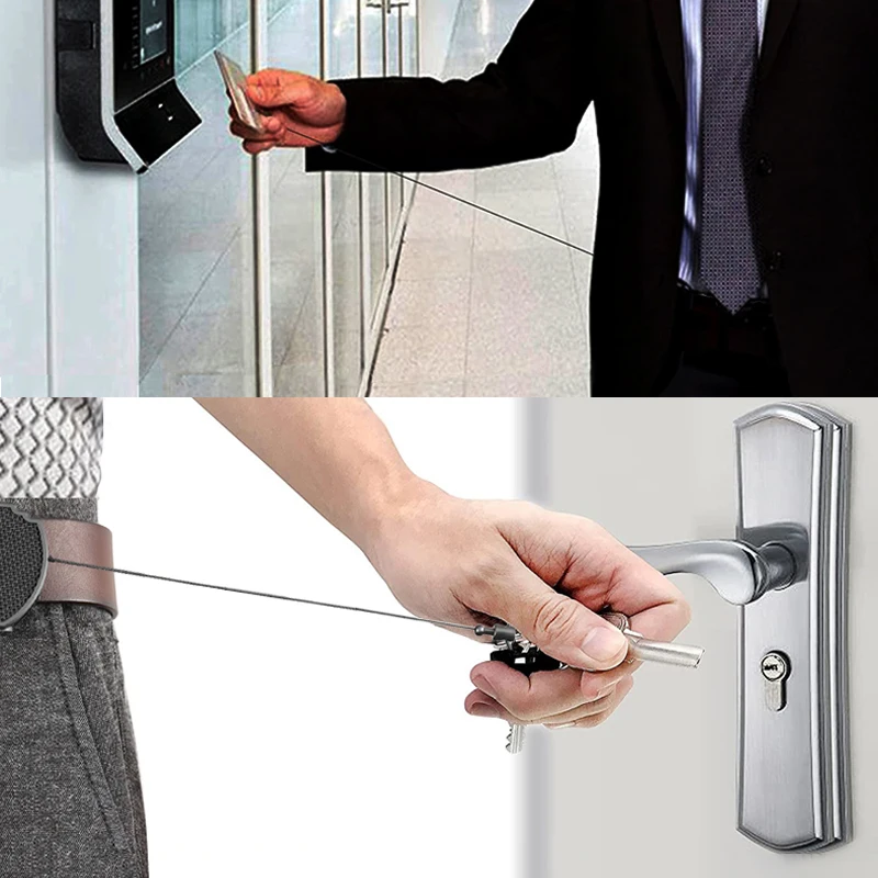 Self Retractable ID Badge Key Holder Reel Carabiner Outdoor Police Style Chain Keychain Holds Multiple Tools