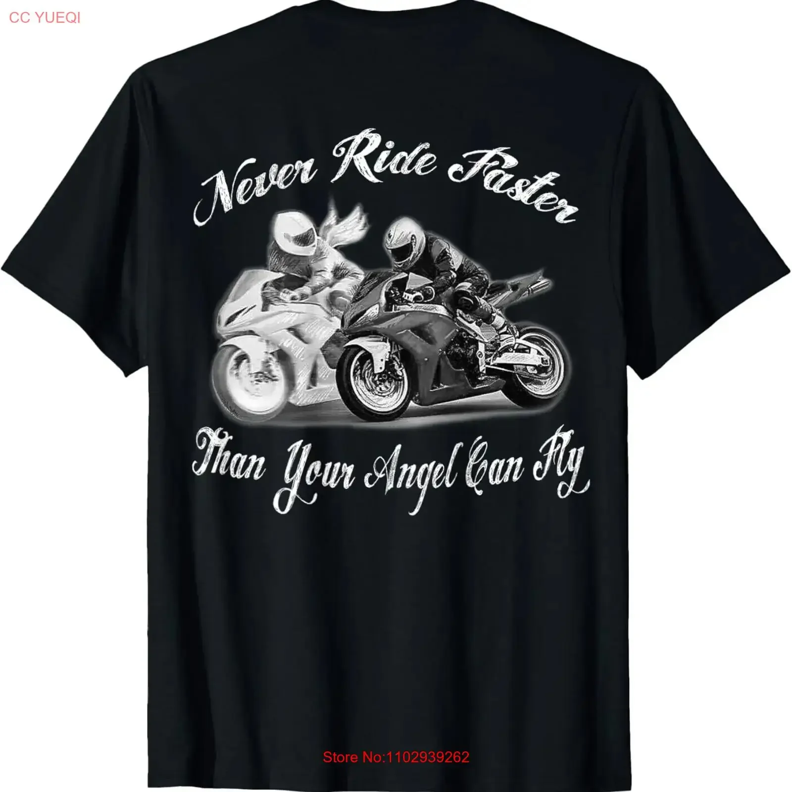 Футболка для мотоциклистов с надписью «Никогда не езди быстрее, чем твой ангел может летать» для папы, винтажная, с эффектом потертости, удобная, в стиле стритвир, с мягкой графикой
