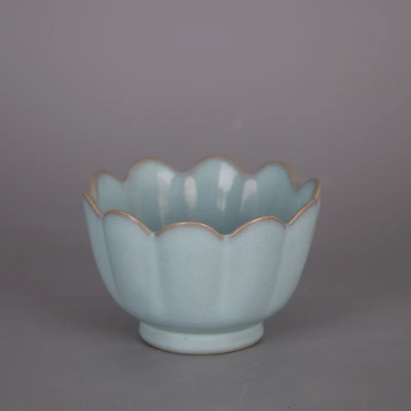 

4-дюймовая фарфоровая миска с изображением китайской песни Ru Kiln Celeste Glaze, золотая миска с цветком лотоса