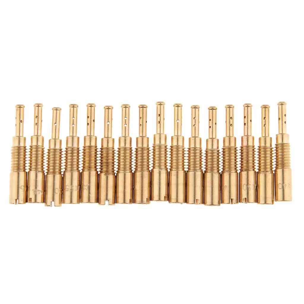 Motorcycle Carburetors Parts Slow Pilot Jet Golden Injector Nozzle Set for Keihin CVK34 PWK 30mm 16 Units