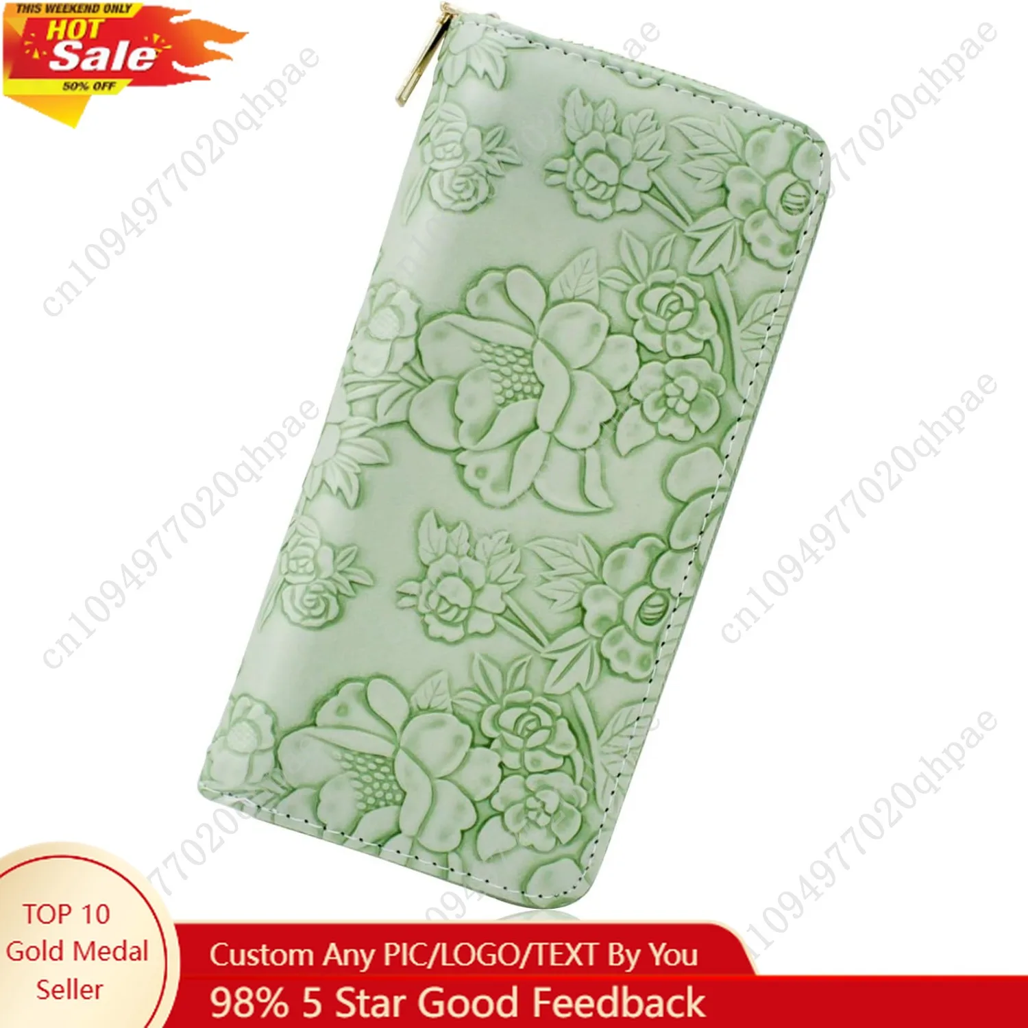 

Womens Wallet, PU Leather Wallets for Women, Long Ladies Wallet Womens Card Wallet with Flower, Fashion Clutch Wallet for Travel