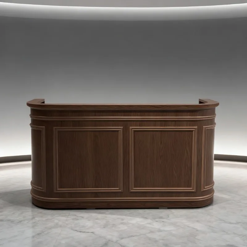 

Modern Small Stand Play Reception Desk Round Gold Retail Luxury Reception Desk Gem Stones Empfangs Theke Corner Furniture