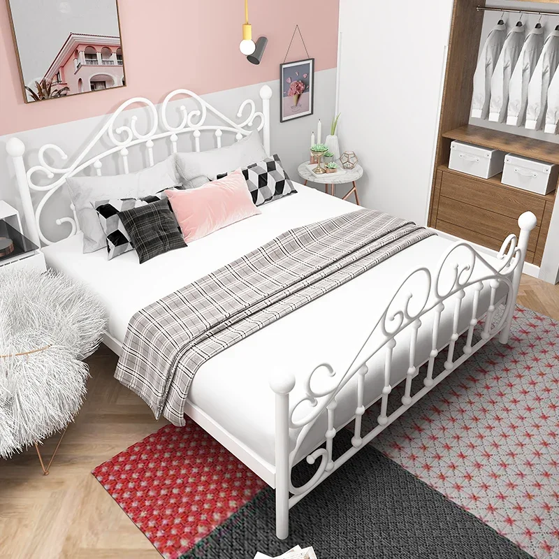 Wrought Iron Bed Modern Simple High Quality Unique Princess Double Bed Single Romantic Light Luxury Muebles Holounge Furniture