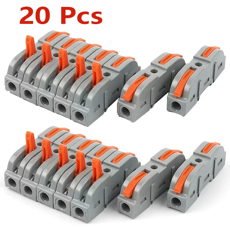 20/30/40 Pieces of Lever-Type Quick Connect Wire Connectors 28-12 Awg 1-to-1 Direct Plug-In Wire Connectors Compact Connectors Terminals Multi-Loop Connectors Docking Terminals