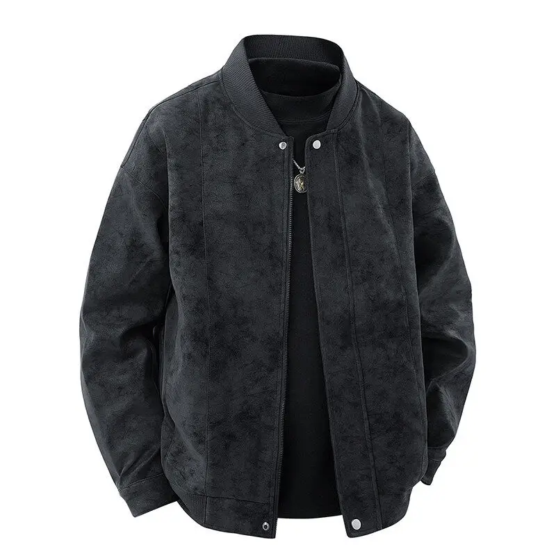 

Men's Baseball Jaet Spring Autumn Retro Pilot Coat Suede Upper Apparel Cool Motorcycle Leather Jaet Loose Fit Youth Trend