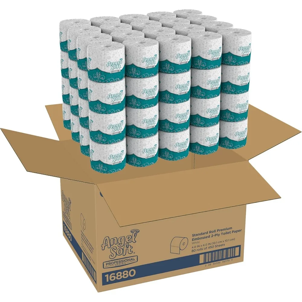 Angel Soft Toilet Paper, 16880, Bulk Case of 80 Rolls, 450 Sheets Per Roll, Individually Wrapped