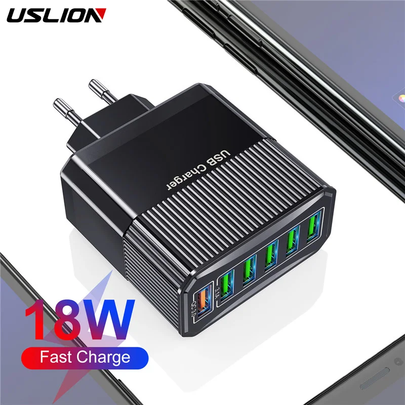 USLION 18W 3.1A USB Charger Tablet Fast Charge USB Laptop Quick Charger EU/KR/UK/US Plug Phone Adapter For iPhone 15 Xiaomi Poco