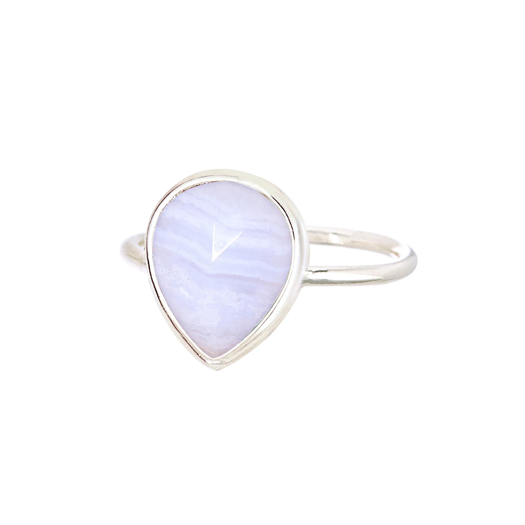 Fancy Handcrafted Blue Lace Agate Teardrop Ring