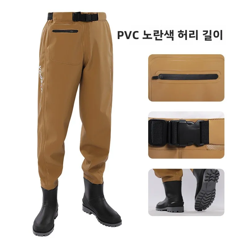 厚底ウエストハイウェーダーブーツ、半防水スーツ、釣り用必需品、耐薬品性作業服、業務用安全レインウェア、農業用