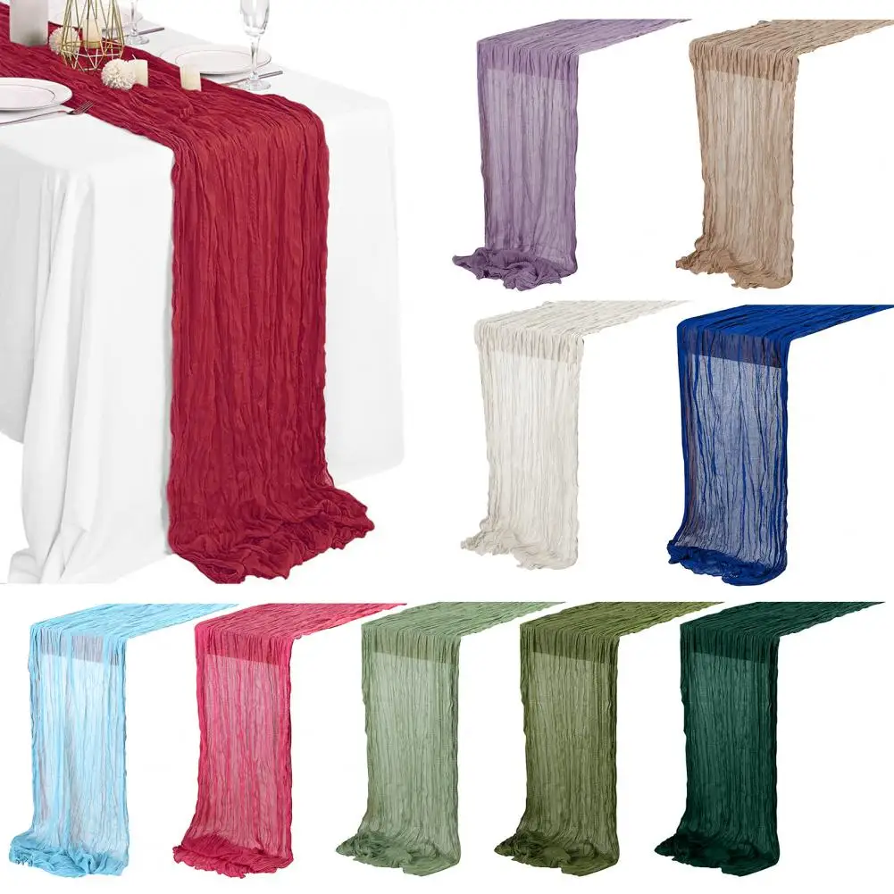 Table Runner Rustic Tablecloth Soft Washable Non-Fading Hand-dyed Tablecloth Wedding Party Decoration