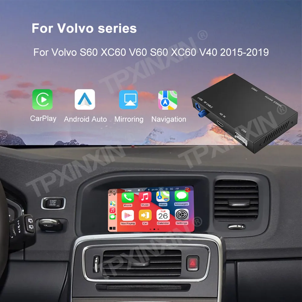 Linux System For Volvo S60 V60 XC60 V40 2015-2019 Wireless Carplay Box Android Auto FM DSP DAB WIFi GPS RDS Front Rear Camera