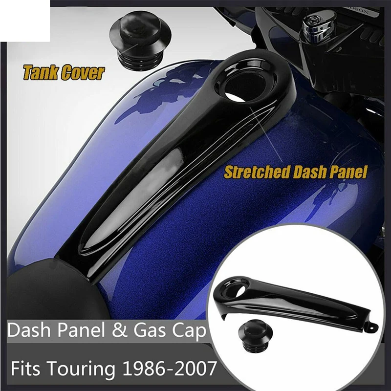 1 PCS Glossy Black For NEW Motorcycle Stretched Dashboard Panel +Gas Tank Cap Cover For- Electra Glide Touring FLHT