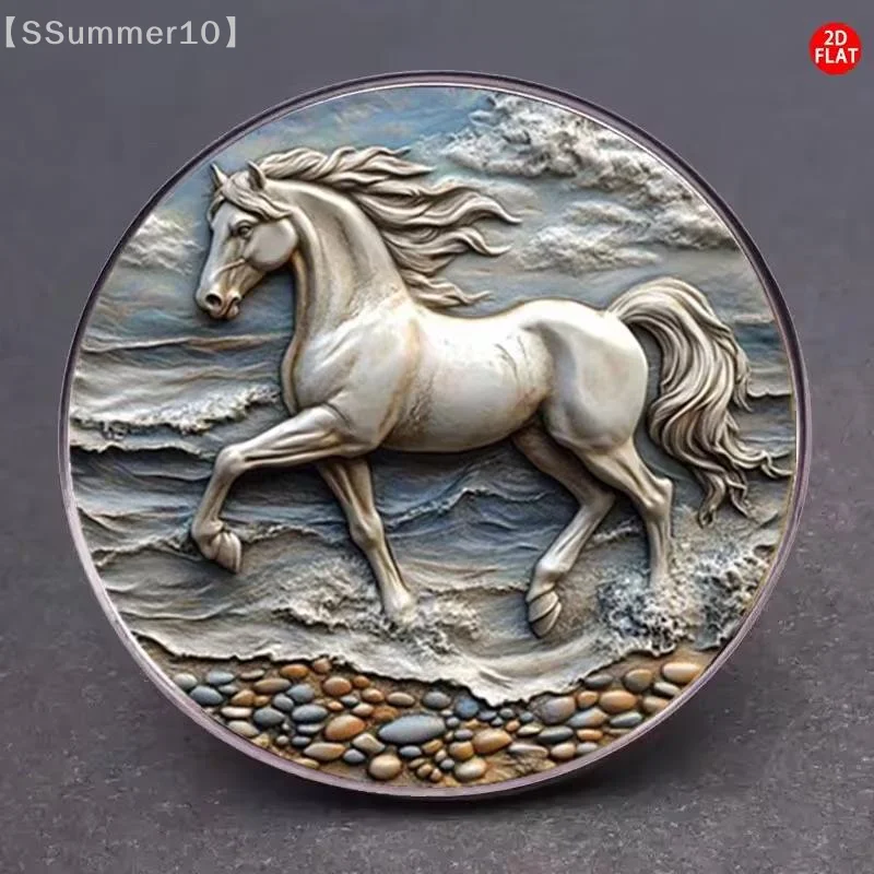 【SSummer10】Fashion Zodiac Horse 2D Flat Brooch-Animal Pony Lapel Pin Clothing Backpack Accessory New Year Gift for Women Men【SS】