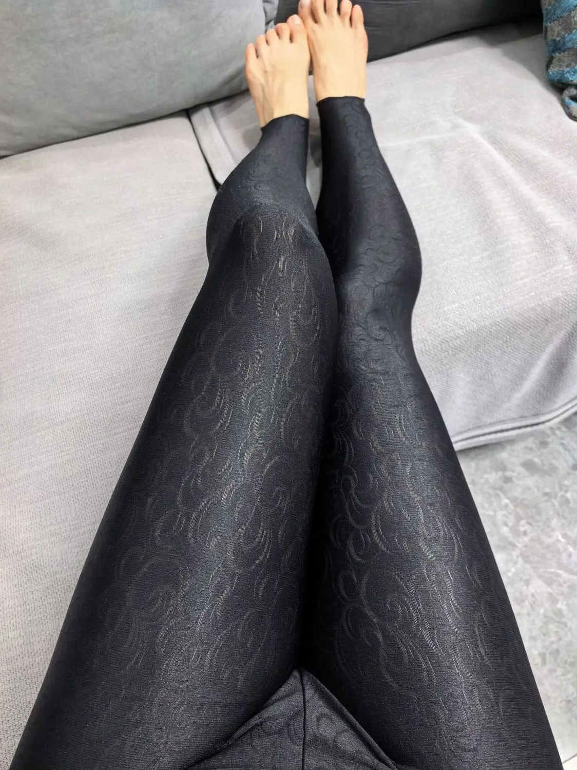 

Glossy floral print steponfoot pantyhose High waist women tight sexy skinny workout leggings