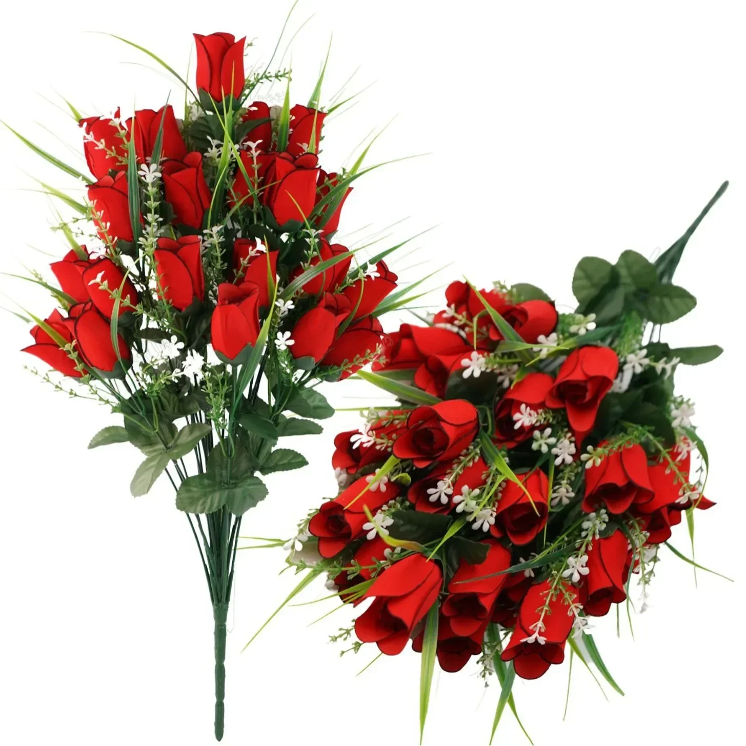 A High-quality 24-head Artificial Rose Bouquet For Home Decoration With Black Edges Velvet Budsoutdoor Decoration Arrangement