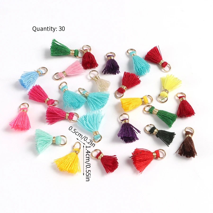 30pcsTiny Tri Layered Keychain Tassels Mini Tassel for Craft Jewelry Making Tassel for Earring Bookmark(Classic Color)