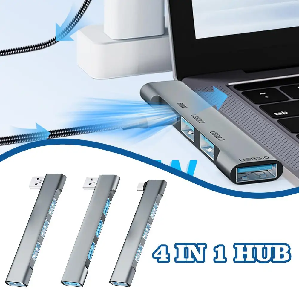 4 In 1 HUB Efficient Transmission Docking Station USB Adapter Hard Mouse, Charging 3.0 Keyboard, Interface OTG Disk Type-C G6P9