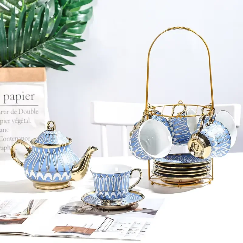 13pcs European Luxury Ceramic Teapot and Coffee Cup Set High Quality Tea and Coffee Service Set for Home Office Use