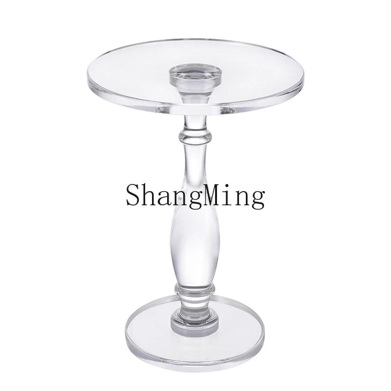 

CL acrylic coffee table transparent edge small round table simple living room sofa crystal edge balcony glass coffee table
