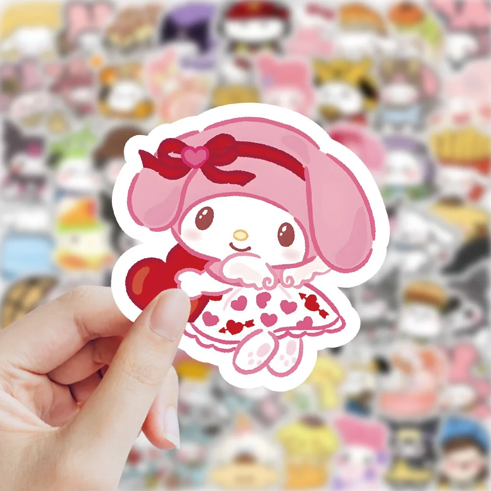 10/30/60/120PCS Cute Cartoon Q Version Food Dessert Sanrio Graffiti Sticker DIY Laptop Stationery Box Waterproof Decal Kids Toy