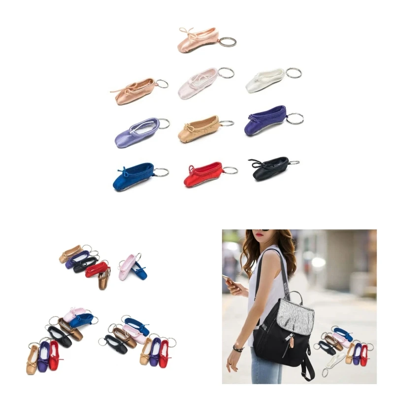 Pointe Shoes Keyrings Mini Ballet Shoe Purse Keychain Handmade Pointe Shoe Charm Bag Penddant Gift for Dance Lovers