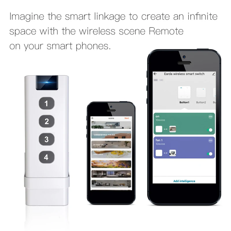 Tuya Smart Scene Switch 4 Gang 12 Modes Wall Attached/Portable Remotes For Smart Home Automation Scene 2MQTT Available