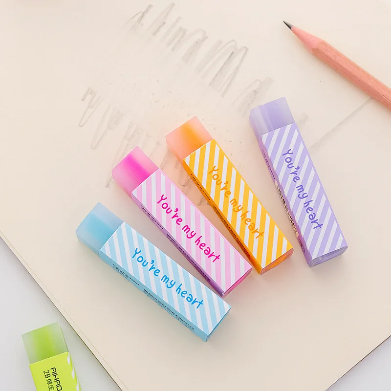 3/6PCS Heart Star Cute Candy Soft Erasers For Kids Rubber Kawaii Stationery School Office Supplies Creative Easy Clean Funny
