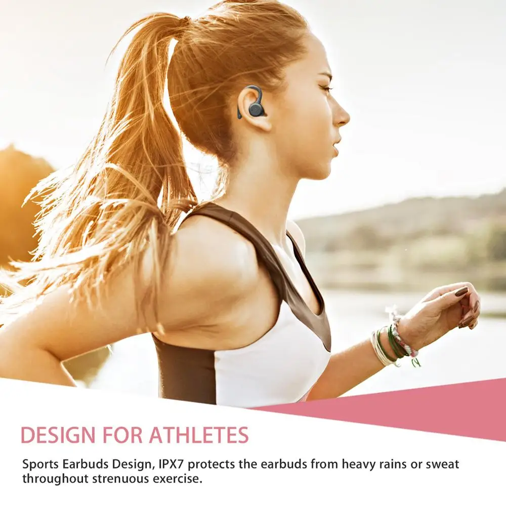 Whizzer TP1S TWS 트루 와이어리스 블루투스 5.0 이어폰, 하이파이 베이스, IPX7 방수 스테레오 헤드셋, 노이즈 캔슬링 헤드폰