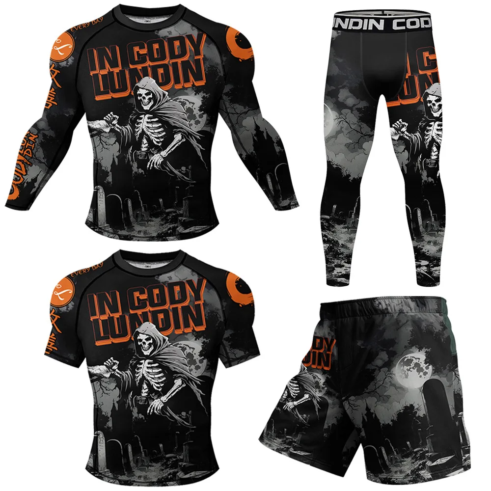 

Men's Sportswear Set Qui Dry Running Fitn Outfit Tight Fit Four Piece Casual Leisure Clothing Long Sve Long Pants