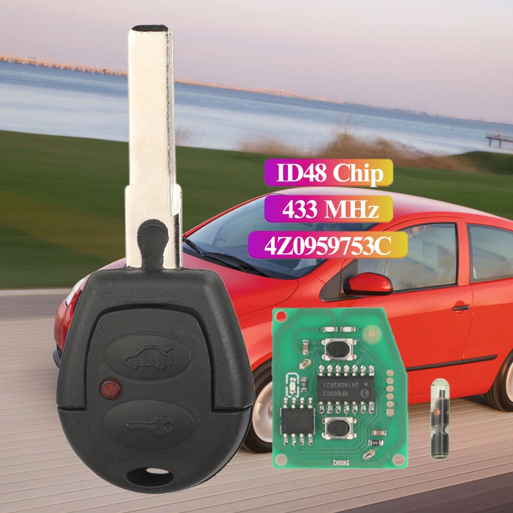 

Jingyuqin 4Z0959753C дистанционный автомобильный брелок 433 МГц ID48 чип для Volkswagen VW Fox Brazil 2006-2008 Citi Golf 2003