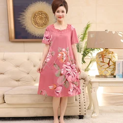 Elegant Floral Women Modal Cotton Long Nightgowns Sleepshirts Summer Home Dress Sleepwear Comfortable Nightdress Indoor Clothing